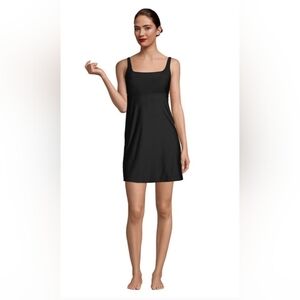 Lands' End Womens Tummy Control UPF 50 Square Neckline Swim Dress Size 10L